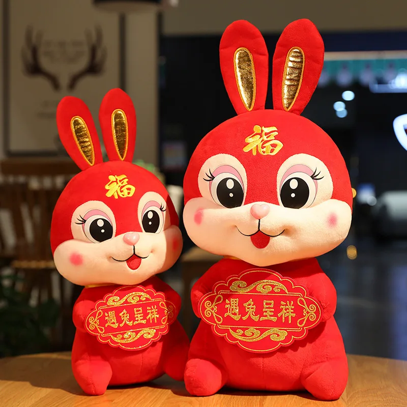 2023 Çin Zodyak Servet Tavşan Yeni Yıl Tang Takım Elbise Sevimli Tavşan Ev Dekor doldurulmuş oyuncak Yaratıcı Yeni Yıl Özel Hediye çocuklar İçin