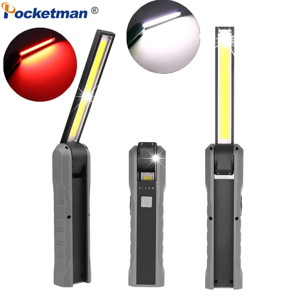 Güçlü COB LED Çalışma Lambası Manyetik Çalışma ışığı Araba Tamir el feneri USB şarj edilebilir Muayene Işığı esnek El Feneri Torch