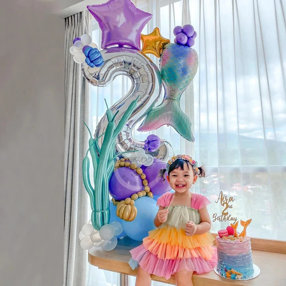 54 adet Mermaid Parti Dekorasyon Degrade Denizkızı Kuyruğu Balon 40 inç Numarası Globos Seti Kız Doğum Günü Partisi Bebek Duş Hediye Oyuncaklar