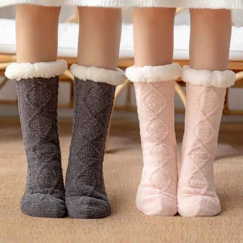 2022 yeni kış Odası Çorap kadın Kar Çorap Halı ev çorabı Polar Astarlı Halı Uyku Terlik Çorap bacak ısıtıcısı