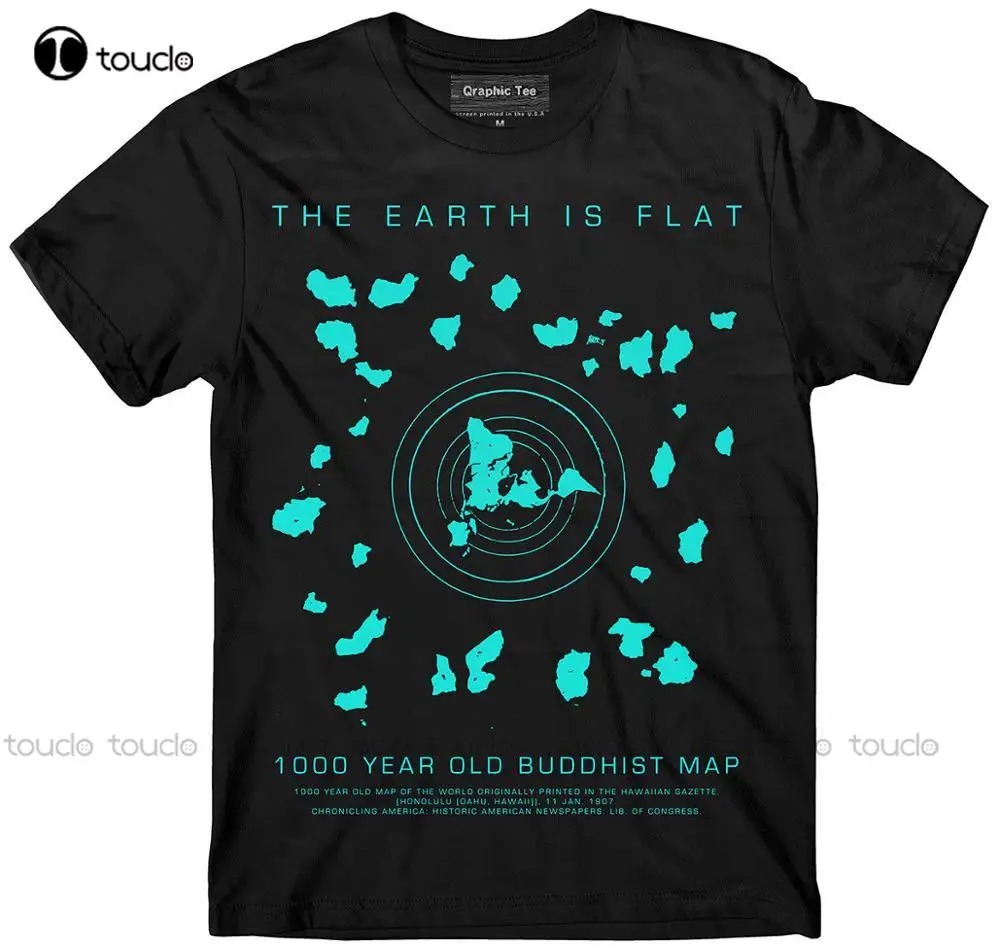 Düz Toprak T-Shirt, Budist Harita, Toprak Düz, Gök Yeni moda üst giyim Yaz Serin Komik Rahat Tee Gömlek