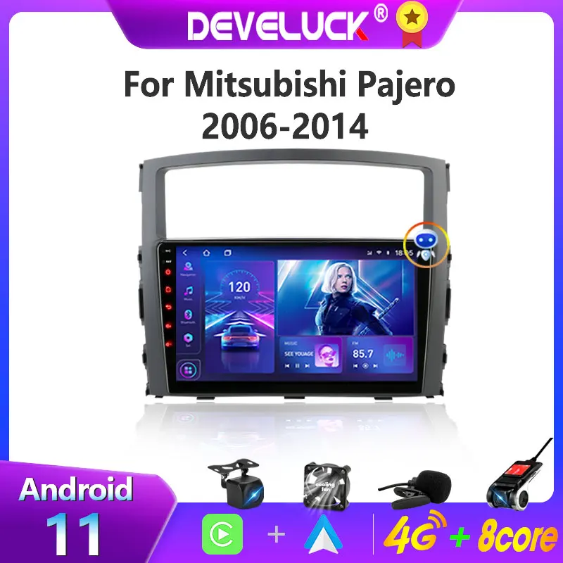 2 Din Android 11 Araba Radyo Mitsubishi Pajero 4 İçin V80 V90 2006-2014 Multimedya Video Oynatıcı Navigasyon GPS Carplay Otomatik DSP
