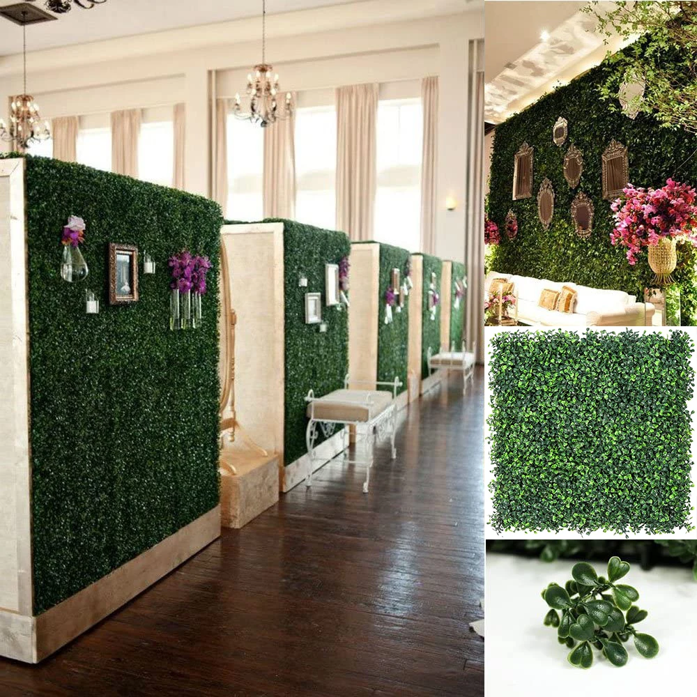 Yoğun Yapay Bitkiler Çim Duvar Zemin Çiçekler Düğün Şimşir Çit Panelleri Kapalı / açık bahçe duvar dekoru 50x50cm