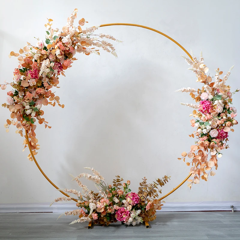 Yeni düğün sahne yapay hilal çiçek sıra çiçek topu bitmiş yol kurşun düğün kemer dekorasyon çiçek sanat