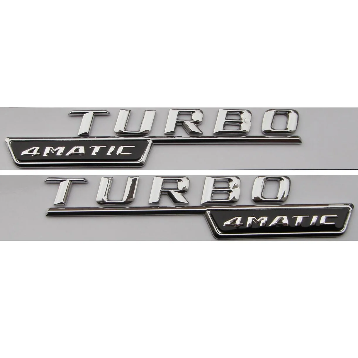 Krom Parlak Gümüş TURBO 4MATIC Numarası 3D Harfler Çamurluk Rozeti Amblemler Çıkartması Mercedes-Benz AMG