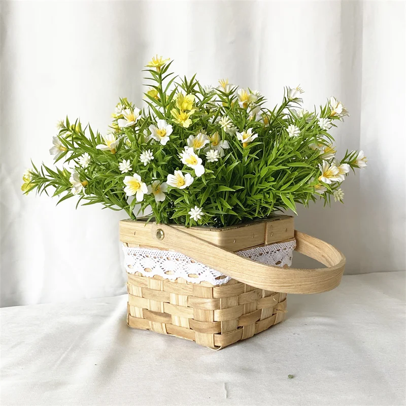 Yapay Çim Çiçekler Papatya Bitkiler Yapraklar Düğün Bahçe vazo dekor Masa Buket Sahte Çiçek Parti DIY Ev Açık Dekor