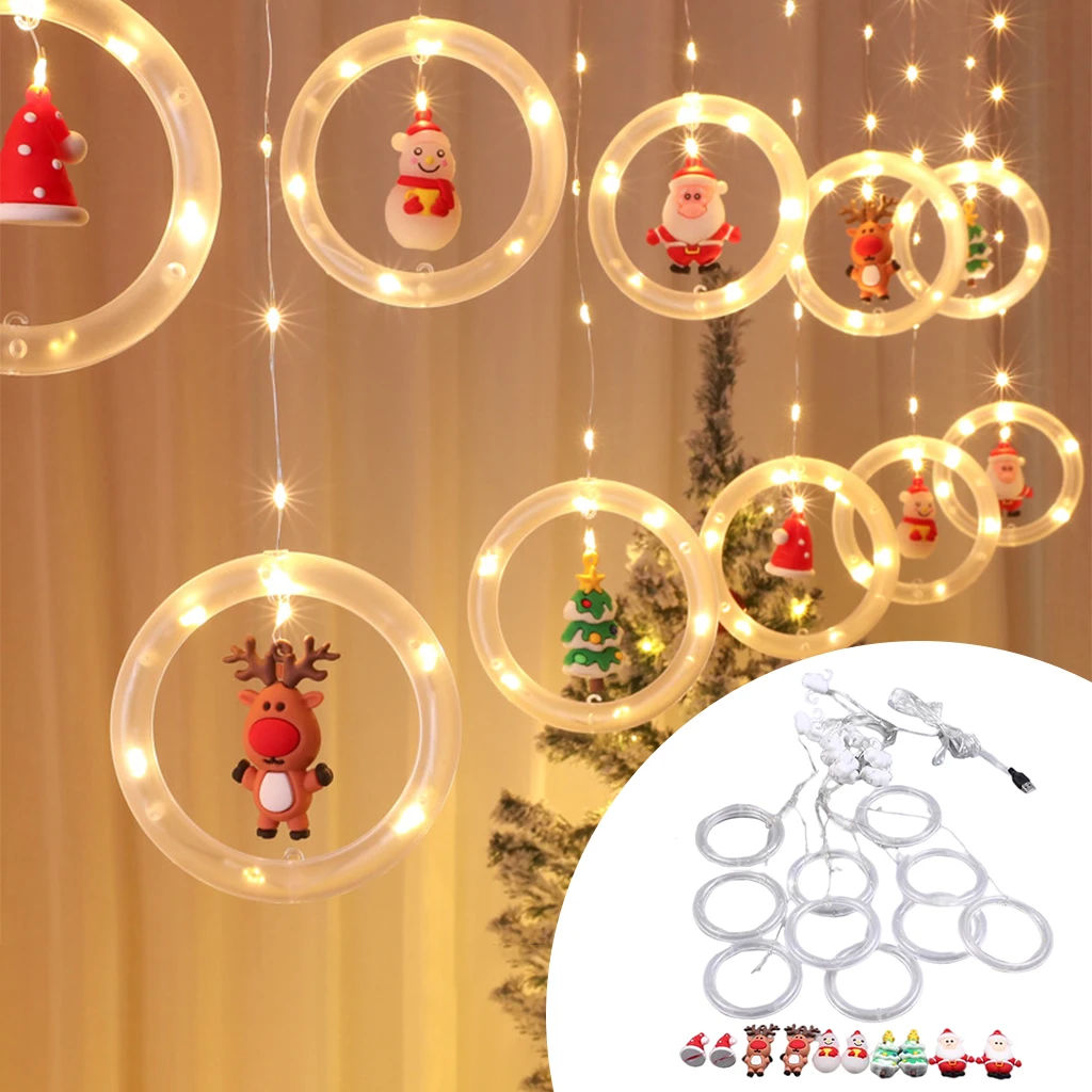 Noel perde ışıkları sıcak beyaz LED dize ışık yenilik Noel pencere Noel yatak odası tavan