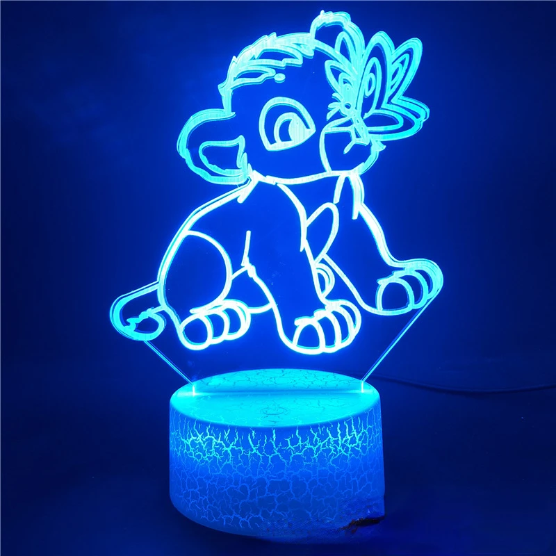 Disney Aslan Kral Simba 3d Gece Lambası Yaratıcı çocuk Hediye Yeni Tuhaf Renkli Dokunmatik Uzaktan Kumanda Led Masa Lambası
