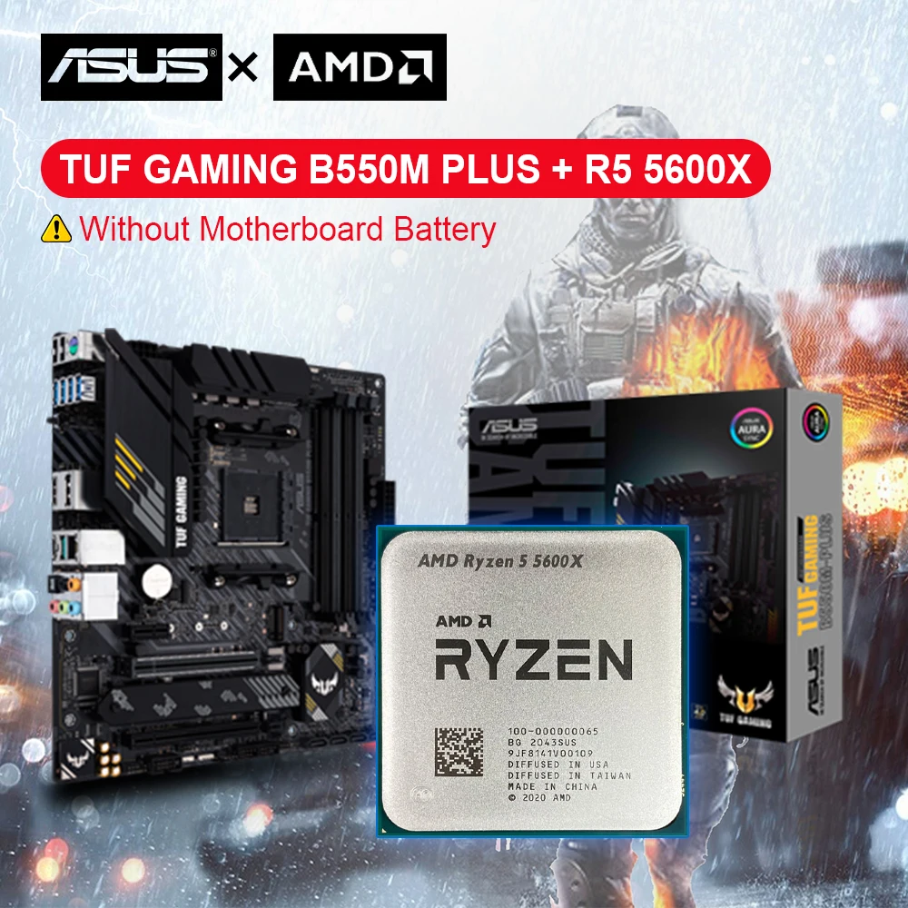 AMD Yeni Ryzen 5 5600X R5 5600X CPU + ASUS TUF OYUN B550M artı Mikro ATX Anakart Seti DDR4 AM4 Desteği R5 R7 R9 İşlemci