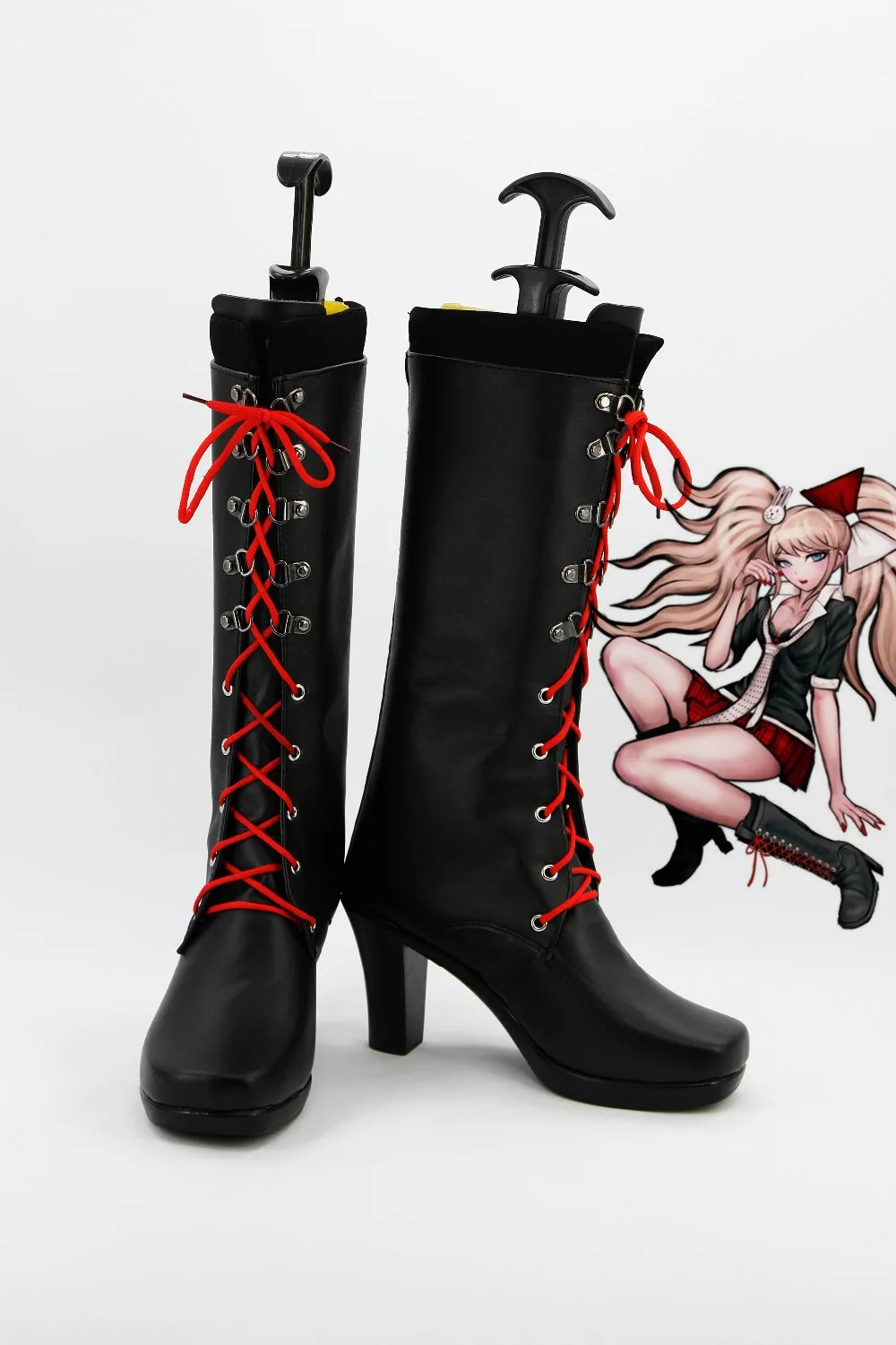 Anime Danganronpa Cosplay Enoshima Junko Çizmeler PU Yüksek Topuk Ayakkabı Custom Made Kadın Kızlar Ayakkabı