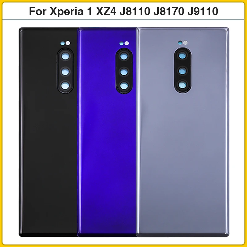 Orijinal Xperia 1 XZ4 J8110 J8170 J9110 Pil arka kapak Cam Panel Arka Kapı Konut Case Kamera Lens Yapıştırıcı Değiştirin